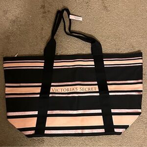 Victoria’s Secret Tote Bag NWT | Black & Peach Stripe
